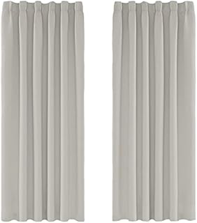 Amazon Brand  Umi Pencil Pleat Solid Thermal Insulated Energy Saving Blackout Curtains 46 x 54 Inch Light Beige 2 Panels