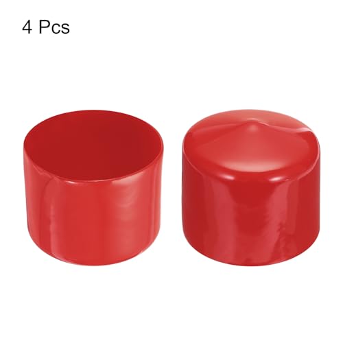 Image of uxcell 4pcs Rubber End Caps 54mm ID Vinyl Round End Cap Cover Screw Thread Protectors Red, 40mm Height