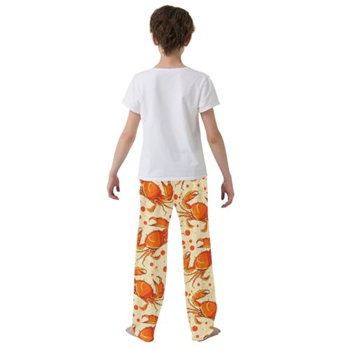 ZZXXB Retro Crab Polka Dot Boys Long Pants Soft Trousers Elastic Waist Kids Lounge Bottoms with Pockets S-XL3