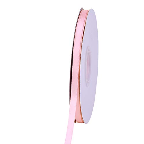 Ribest 1/4 inch Light Pink Double Face Satin Ribbon 50 Yards Per Roll for Flowers Bouquet Gift Wrapping Hair Accessories Wedding Birthday