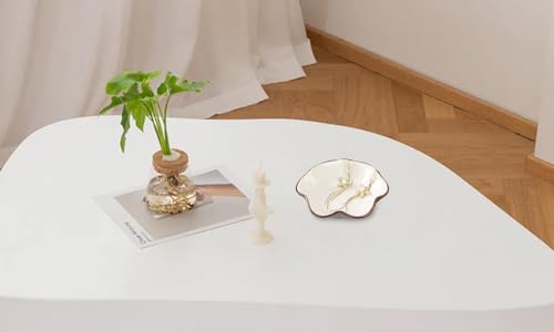 Image of Ice Cracking Leaf Jewelry Dish, Decorative Ring Holder Small Trinket Tray Bowl, Gifts for Daughter Mom Friends, Milk White.