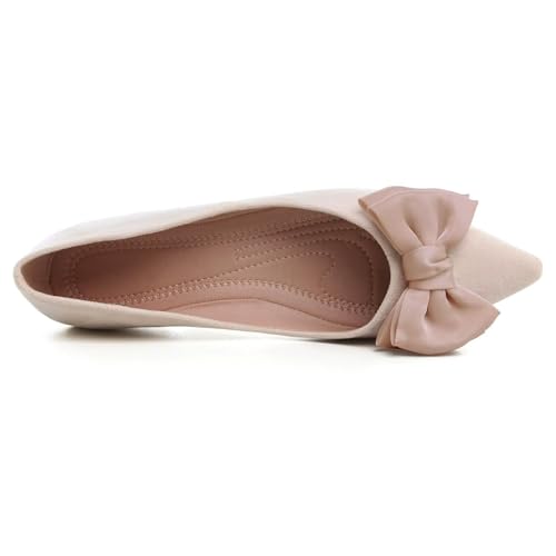 Image of SAILING LU Women's Pointed Toe Ballet Flats Bow Satin Dress Shoes for Women Dressy Comfortable Slip-On Loafers Ballerina Walking Flats