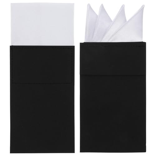 Sibba Prefolded Pocket Squares for Men 2PCS Black & White