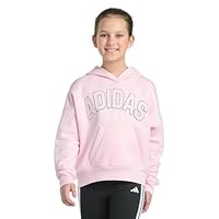 adidas Girls' Fleece Colorblock Hooded Sweatshirt, Clear Pink