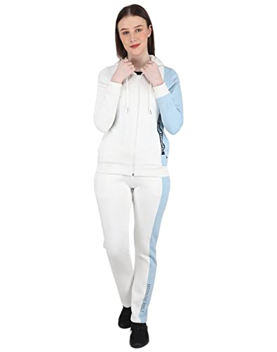 Image of Monte Carlo Womens Blend Poly Navy Blue Solid Hood Tracksuit