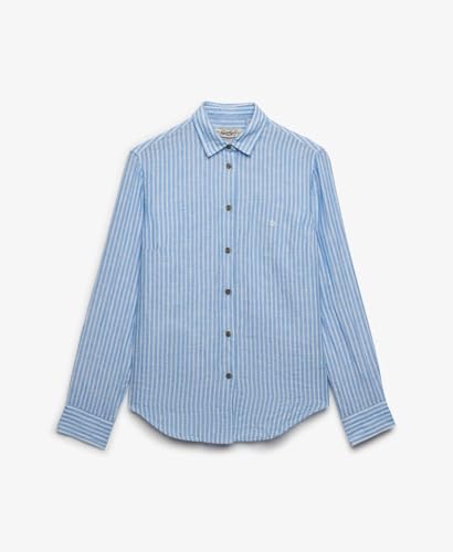 Superdry Premium Linen Slim Shirt, Classic Blue Stripe, 36 Femmes