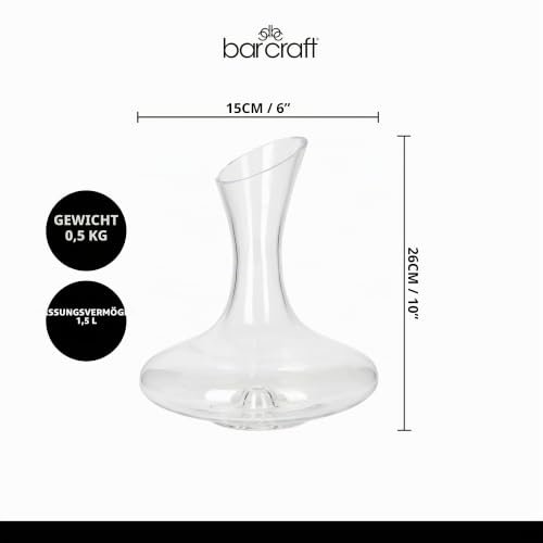 BarCraft Luxus Wein Dekanter Set in Geschenkbox, Glas, Transparent, 1,5 Liter, 12 x 17 x 22 cm – Ansicht 3