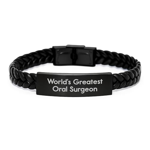 World's Greatest Oral Surgeon Funny Interlaced Leather Bracelet Gifts for Oral Surgeon from Family on Mother's Day Unique Gifts - Men's Stainless Steel PU Leather Engraved Bracelet