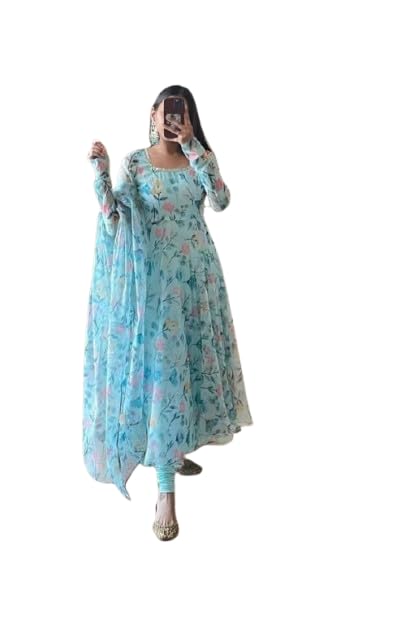 Women's Georgette Anarkali Gown with Dupatta Set | Festive | Traditional |115_A1-image-30