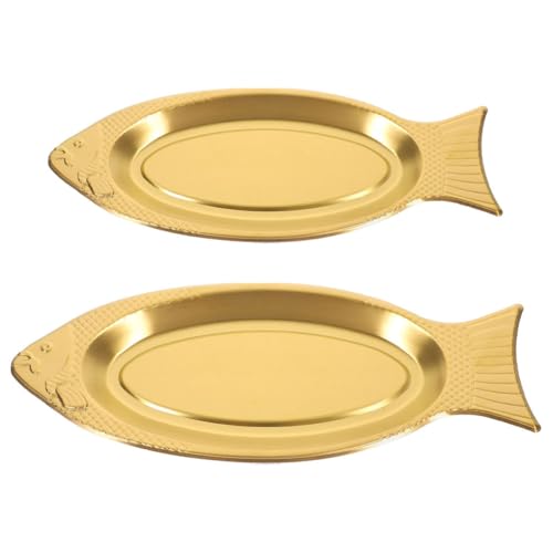 DOITOOL Platos para Servir Pescado de Acero Inoxidable 2 Piezas 35 CM y 40 CM Diseño en Forma de Pez Bandejas para Asar y Hornear Aptos para Eventos Buffet y Cocina Profesional