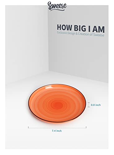 Sweese 165.606 Porcelain Round Dessert Salad Plates - 7.4 Inch - Set Of 6, Orange #TOP4