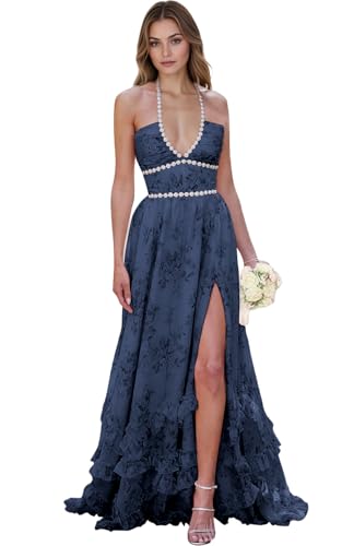 Floral Printed Chiffon Prom Dress for Carmen 2025 Long V Neck Floor Length Photoshoot Dress with Side Slit Ruched