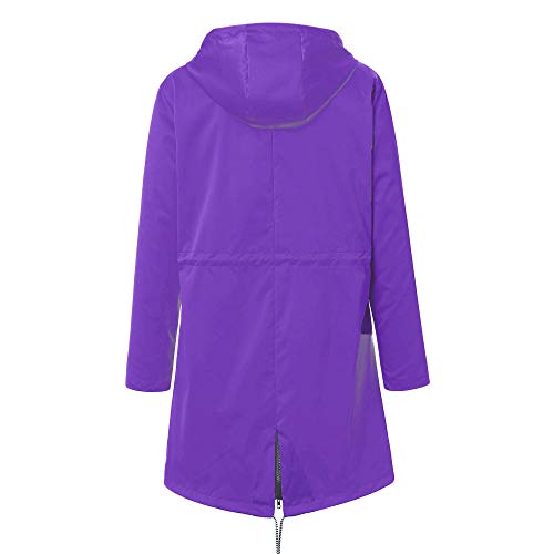 Chaqueta de lluvia para mujeres impermeable con capucha suelta en color púrpura talla S 2