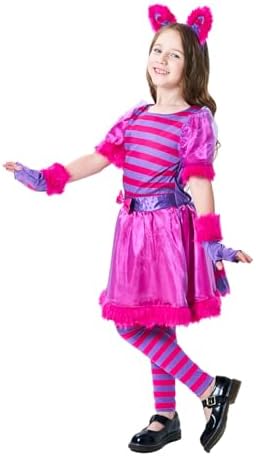 Wizland Cheshire Cat Costume for Girls.Halloween,Dress Up Party and Roleplay Cosplay.