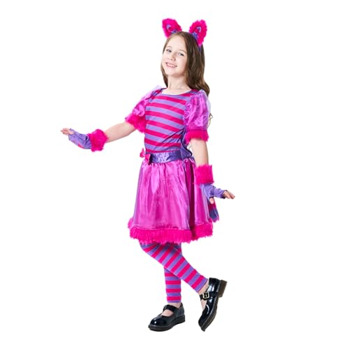 Wizland Cheshire Cat Costume for Girls.Halloween,Dress Up Party and Roleplay Cosplay.