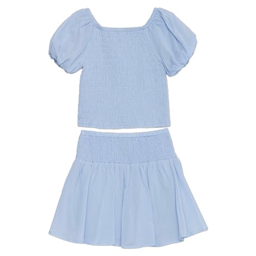 Image of Speechless Girls' Puff Sleeve Pleated Top and Skater Mini Skirt Set
