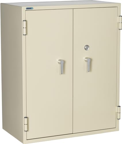 PHOENIX SAFE Fireproof Storage Cabinet – 44" Height, 10 cu ft – Key Lock with Water Seal – 350 Fire Rated, Impact Tested – Steel Cabinet for Documents & Valuables – Putty Color – Model FRSC36
