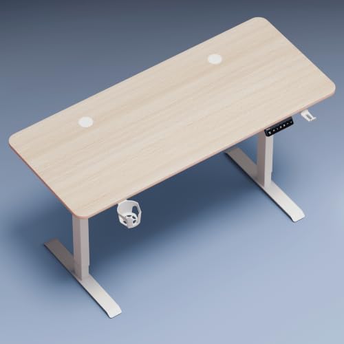 Image of Velocity Electric Height Adjustable Desk | No Split No Cut | 80 Kg Weight Capacity | 4 Year Warranty | Sit-Stand Table | 18mm One Piece Desk | 3 Memory Preset (Ork, Table top - 140cm)