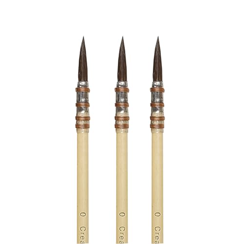 Creative Mark Harmony Blue Squirrel Quill Watercolor Brush Size # 0, Pack of 3 - Professional Watercolor Brushes for Artists