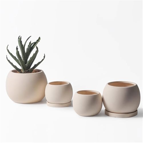 Pot de fleur en céramique beige pour jardinage de balcon chic - 7