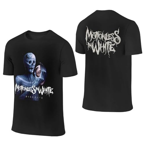 Motionless Music in White Men's Casual Double Sided Design Short Sleeve Crewneck Cotton T-Shirt Athletic Tee Top Black