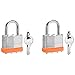 HZSY Keyed Alike Laminated Steel Padlocks, (40mm) Wide, Normal Shackle Padlockï¼ŒOrange Hoopï¼ŒPack of 2ï¼Œfor Gym Locker & StorageUnit or More