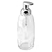 MetroDecor mDesign Glass Foaming Soap Dispenser Pump 2pc Bathroom Accessory Set - Aqua/Chrome, Clear/Chrome