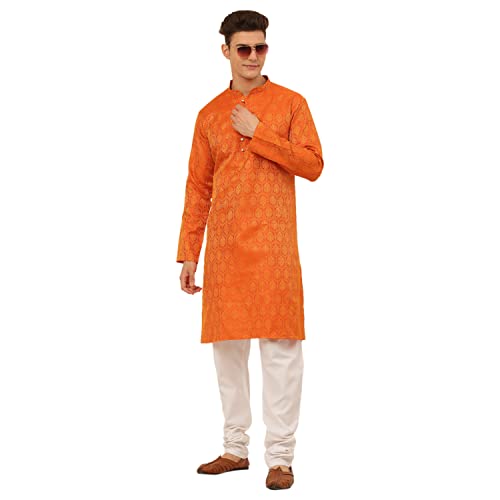 Image of Jompers Silk Blend Men's Woven Design Kurtas.