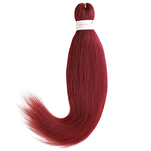 Leeven 8 Packs Red Pre Stretched Braiding Hair Extensions 20 Inch Yaki Hot Water Setting Fiber EZ Braid Pre-stretched Braiding Hair for Box Braids Knotless Braids /26 Inch 900# - Image 2