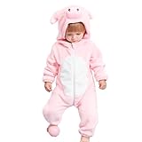 FHSFDZSW Unisex Pig Baby Costume,Baby Flannel Animal Halloween Onesie Pajamas Home Clothing