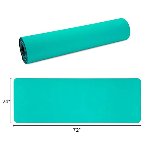 Image of IRIS Fitness Non Slip TPE Double Sided Mat for Hot Yoga Pilate Gymnastics (Blue and Grey, 72-inch x 24-inch x 6 mm)