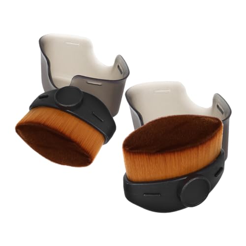 HAMPPLIES 2 piezas Brochas Maquillaje Base Líquida con Tapa Pinceles Maquillaje Portátil Alta Densidad Cerdas Suaves para Mujer Compacto Resistente la Caída
