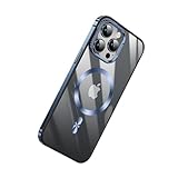 Soyeacrg Funda magnética de metal para iPhone 15 Pro Max/15 Pro/15 Plus/15, [compatible con Magsafe] Marco de acero inoxidable delgado con protección de lente de cámara de engranajes mecánicos, azul,