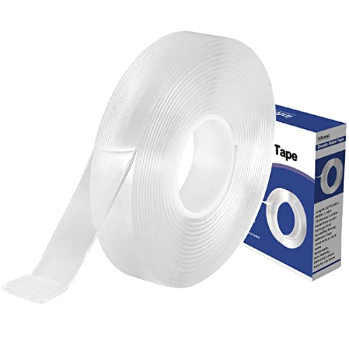 Double Sided Tape Heavy Duty, Strong Adhesive Clear Tape Strips for Mounting Carpet, Poster, Mirror, Photo Frames, Paper Crafts, Sockets, Picture Hanging and Wall Decor.(0.71in Wx145in L)