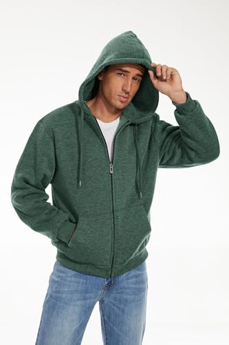 Image of SWISSWELL Men Zip Up Hoodies Sherpa Lined Jacket Heavyweight Fleece Sweatshirt Winter Warm Hooded Coat