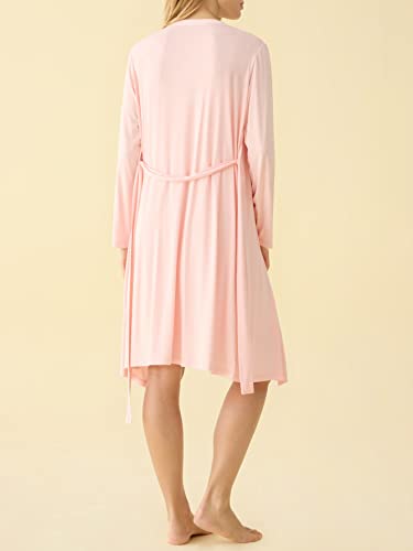 Latuza Women's Bamboo Viscose Nursing Nightgown And Robe Set L Pink #TOP1