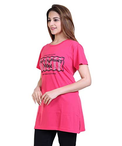 Image of New Crush Women Cotton Printed Regular Fit T-Shirts /Top /Long Night Wear T-Shirt for Women's & Girls (Pack of 2)