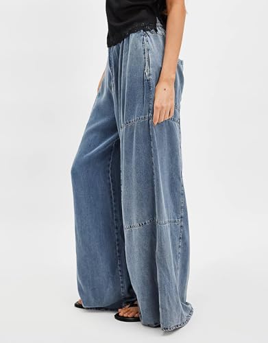 SCOFEEL Women's Wide Leg Denim Pants High Waisted Lightweight Jean Pants Summer Flowy Beach Trousers with Pocket3