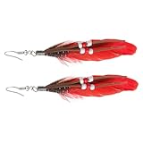 iplusmile Pendientes Vintage Mujer con Pluma Roja Estilo Bohemio Colgantes Largos con Cuentas de Arroz Diseño Único y Cómodo para Fiesta y Uso Diario