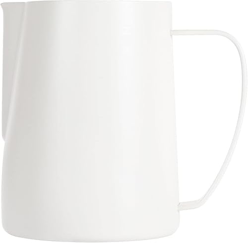 Miniatura 4 de Jarra de espuma de leche, jarra de vapor de acero inoxidable de 20.3 fl oz, café capuchino barista jarra de vapor jarra de leche latte Art, blanco