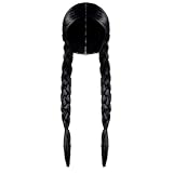 Spooktacular Creations Braided Black Pigtail Wig with Hair Net for Girls, Women, Pocahontas Native American Gothic Women Wigs for Halloween Costume Accessory