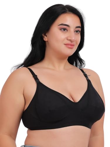 Image of Fabme Maternity & Nursing Bra for Woman||Feeding Bra for Women||Nursing || Non-Padded, Non-Wired || Hosiery Cotton || Seamed || Color Options || Size 30 to 44 || Cup B, C, D, E, F, G, H