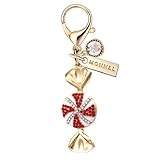 MONNEL MC664 Little Christmas Candy Lobster Clasp 3D Charm for Women with Velvet Bag (White & Red,1 Piece)