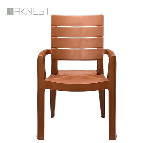 Image of Cello Jordan Polypropylene Plastic Arm Chair | Modern Multipurpose Seating for Home, Office, Garden & Balcony | Ergonomic Indoor & Outdoor Furniture (Color: Sandalwood, Set of 4 piece)