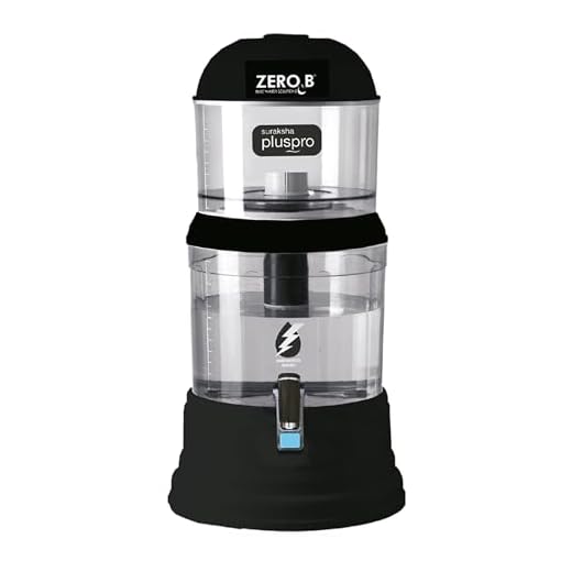 Zero B Suraksha Plus Gravity Water Filter Portable 15 liter Purifier for Home & Office Resin + Activated Carbon with 4 Stage Filtration Non-Electric Chemical-Free High Food Grade Material, Black