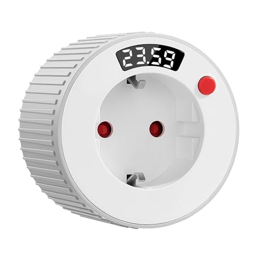 Countdown Timer Steckdose mit LED-Display, SURAIELEC Mechanischer Abschalt-Timer 1 Min–24H, 16A 3680W Energiespar-Steckdose für Weihnachtsbeleuchtung, Heizgeräte & Haushaltsgeräte
