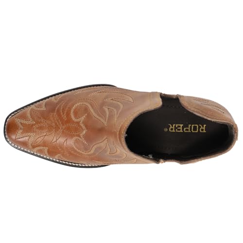 ROPER Womens Rowdy Embroidery Pointed Toe Casual Boots Ankle Mid Heel 2-3" - Brown4