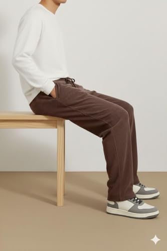 Image of INKKR Men's Polyester Causal Lightweight Elastic Waist with Drawstring Comfortable Loose Fit Trouser Pant