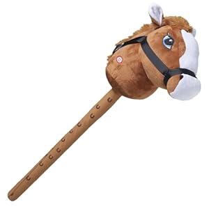 Kids Hobby Horse or Unicorn with Galloping Neighing Sounds Childrens Toy (Brown)