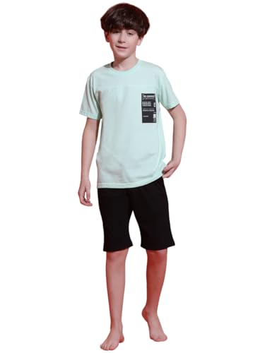 Image of Li'l Tomatoes Boys 100% Cotton Night Suit | Summer T-Shirt & Shorts Set | Soft & Breathable Sleepwear | 9-16 Years